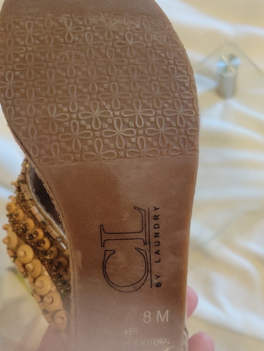 CL by Laundry Nude Beaded T-strap Sandals - Picture 8 of 8